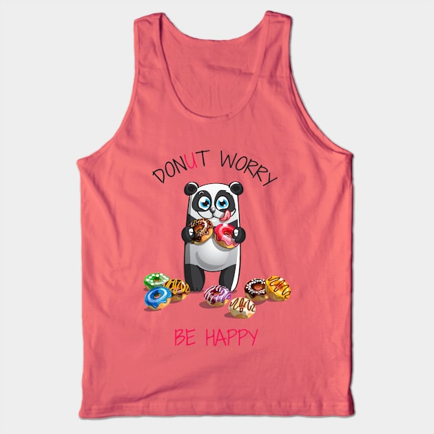 Panda Donut Worry Tank Top by Mako Design 